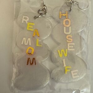 Silver and Gold 'Real Mom Housewife' Earrings